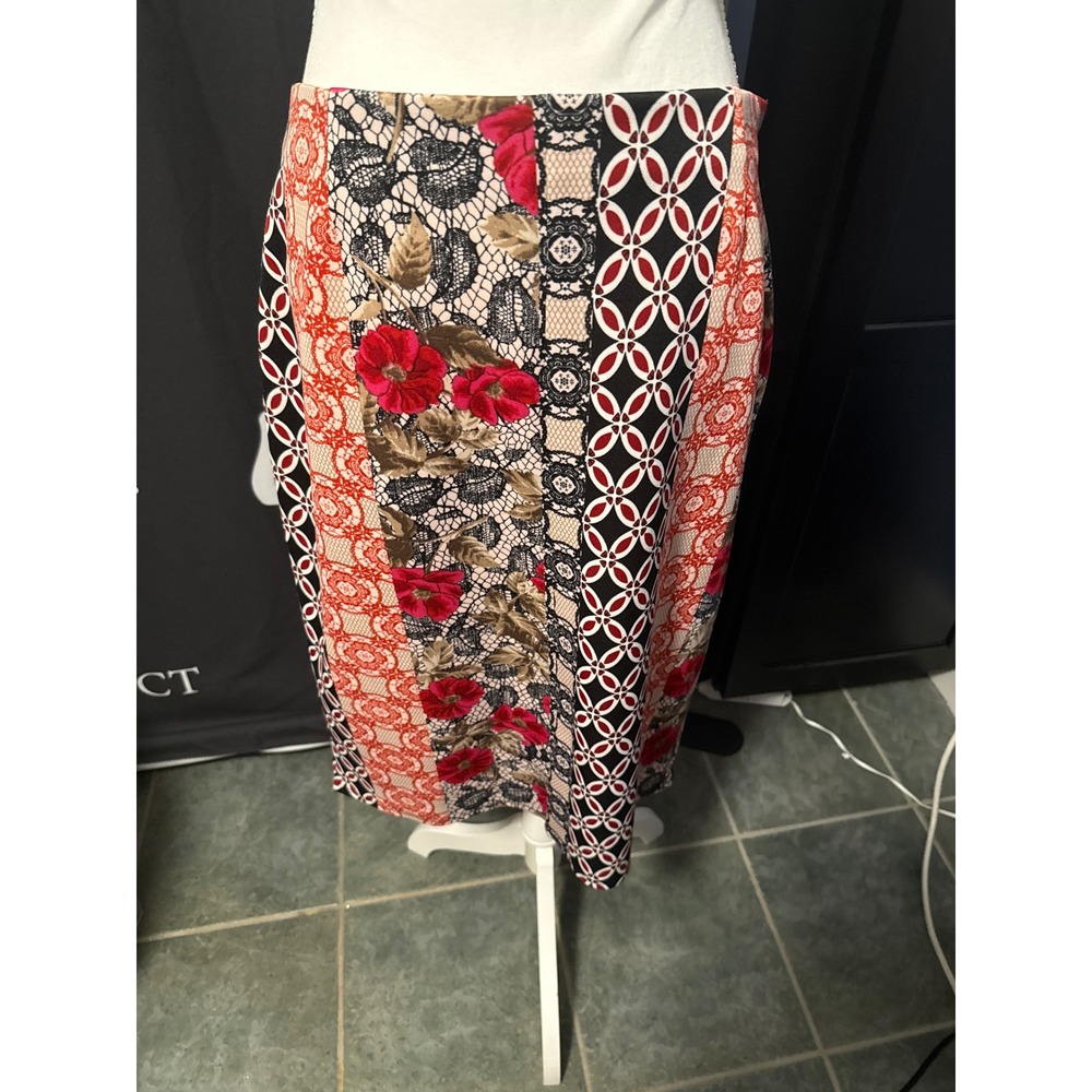 NYCC New York Clothing Co Womens Floral Geometric Mixed Print Pencil Skirt L NWT